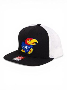 Kansas Jayhawks 3D Wool Blend Flat Bill Hat- Black/ White